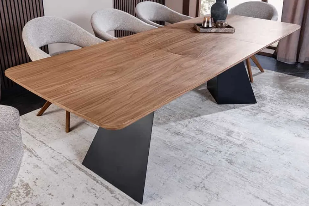 Riess-Ambiente Industrial Loft|Esstische > Ausziehbarer Esstisch PRESTIGE 180-240cm natur Walnussholz schwarzes Metallgestell