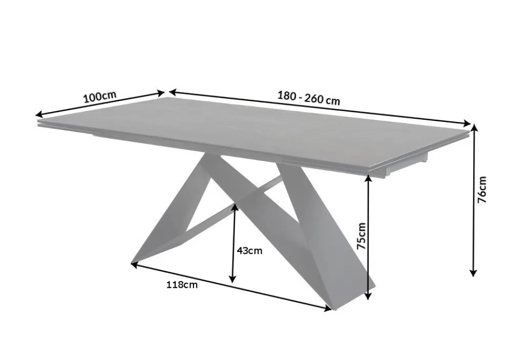 Riess-Ambiente Industrial Loft|Esstische > Ausziehbarer Esstisch PROMETHEUS 180-220-260cm Lava Keramik made in Italy