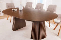 Riess-Ambiente Skandinavisch|Esstische > Ausziehbarer Esstisch VALHALLA WOOD 120-160-200cm smoked braun Eichenholz Säulenfuß