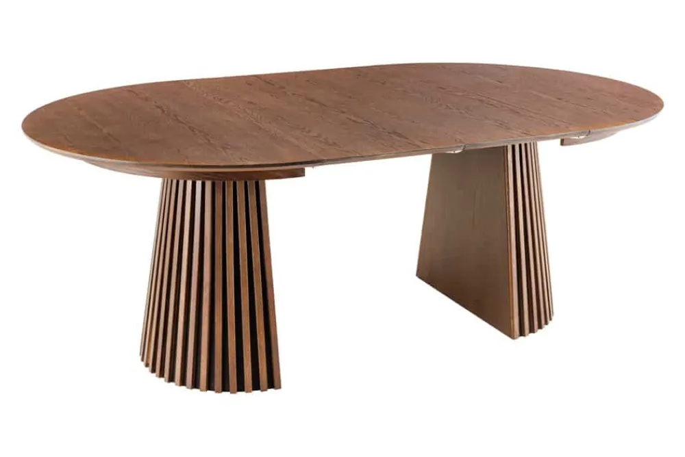 Riess-Ambiente Skandinavisch|Esstische > Ausziehbarer Esstisch VALHALLA WOOD 120-160-200cm smoked braun Eichenholz Säulenfuß