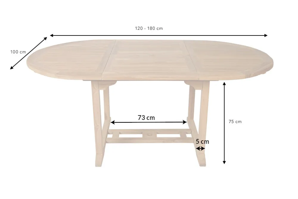 Riess-Ambiente Mehr...|Massivholz Gartenmöbel > Ausziehbarer Gartentisch EMPIRE TEAK 120-180cm natur Massivholz oval