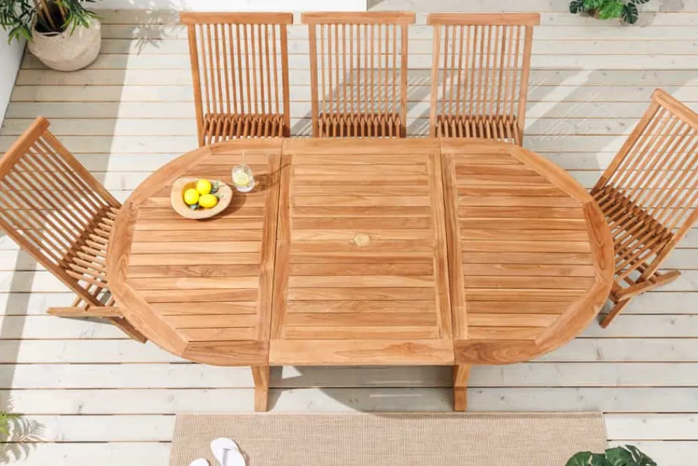 Riess-Ambiente Mehr...|Massivholz Gartenmöbel > Ausziehbarer Gartentisch EMPIRE TEAK 120-180cm natur Massivholz oval