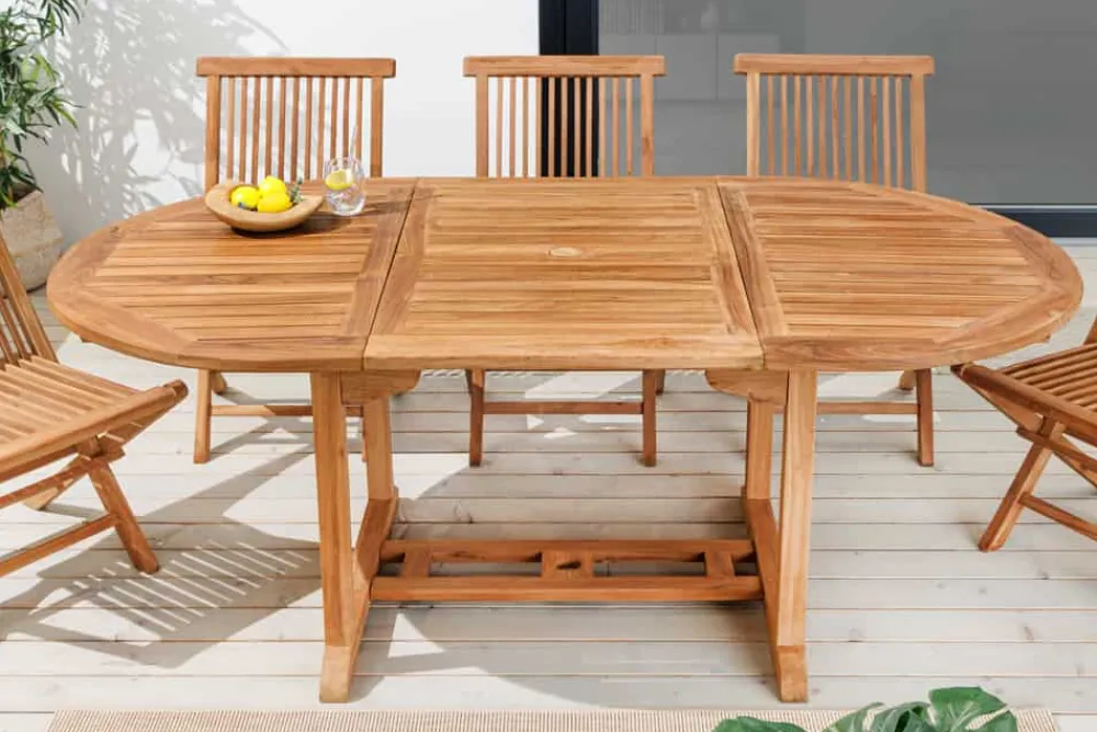 Riess-Ambiente Mehr...|Massivholz Gartenmöbel > Ausziehbarer Gartentisch EMPIRE TEAK 120-180cm natur Massivholz oval