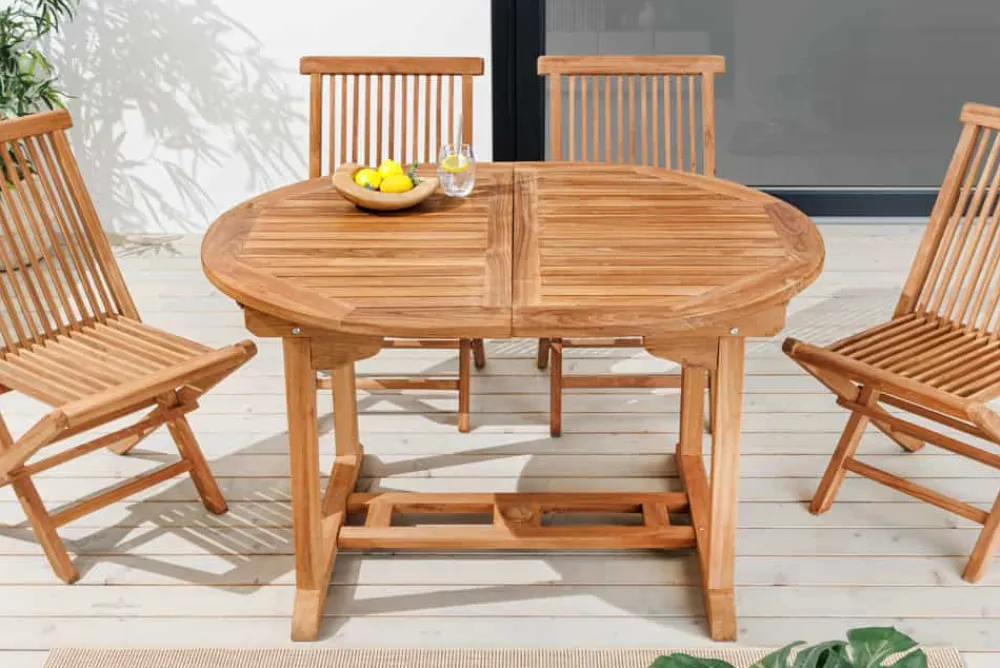 Riess-Ambiente Mehr...|Massivholz Gartenmöbel > Ausziehbarer Gartentisch EMPIRE TEAK 120-180cm natur Massivholz oval