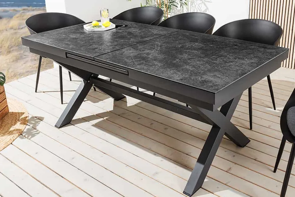 Riess-Ambiente Haus & Garten|Esstische > Ausziehbarer In- und Outdoor Esstisch EMPIRE 180-240cm anthrazit Keramik Gartentisch
