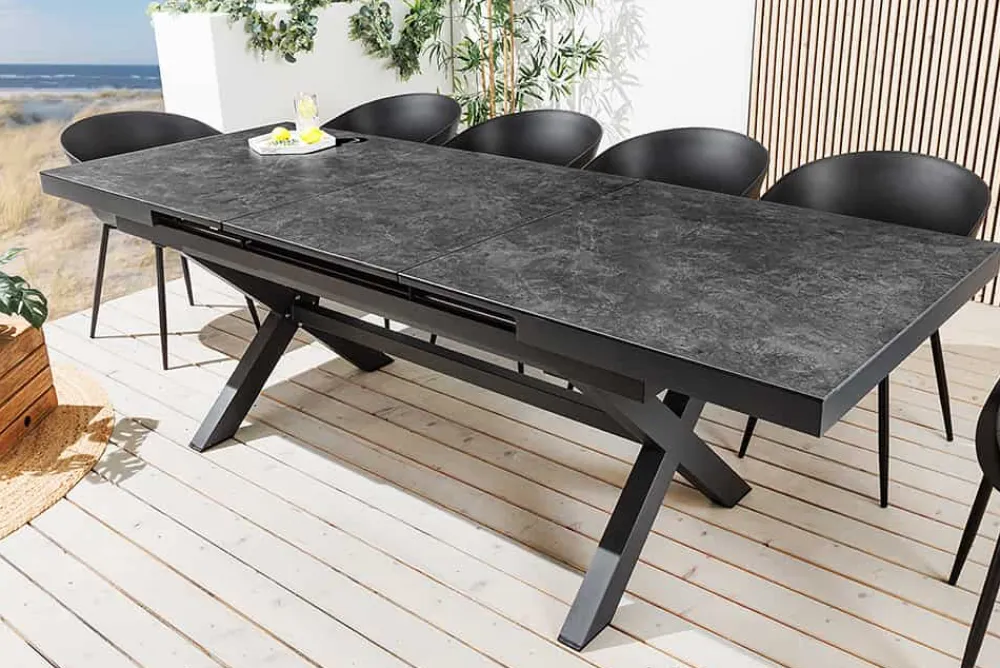 Riess-Ambiente Haus & Garten|Esstische > Ausziehbarer In- und Outdoor Esstisch EMPIRE 180-240cm anthrazit Keramik Gartentisch
