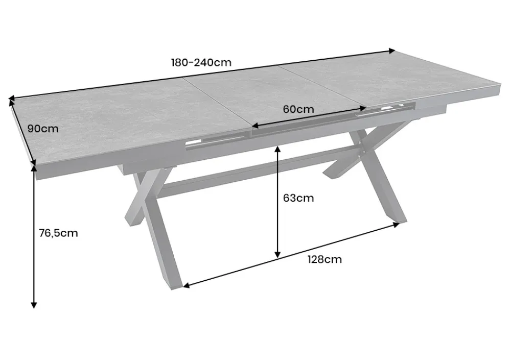 Riess-Ambiente Haus & Garten|Esstische > Ausziehbarer In- und Outdoor Esstisch EMPIRE 180-240cm anthrazit Keramik Gartentisch