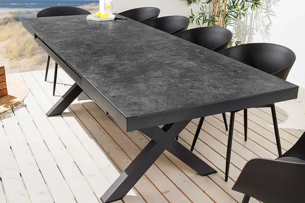 Riess-Ambiente Haus & Garten|Esstische > Ausziehbarer In- und Outdoor Esstisch EMPIRE 180-240cm anthrazit Keramik Gartentisch