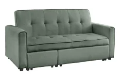 Riess-Ambiente 2-Sitzer Sofa|Retro Möbel > Ausziehbares Schlafsofa SMART 180cm grün Cord 2-Sitzer Couch mit Nosagfederung