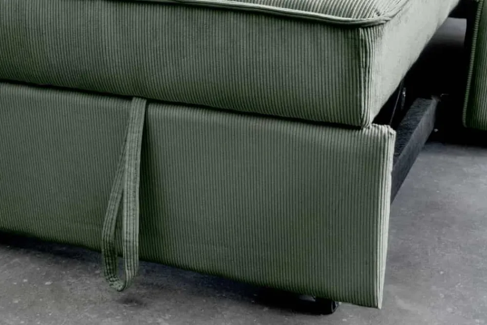 Riess-Ambiente 2-Sitzer Sofa|Retro Möbel > Ausziehbares Schlafsofa SMART 180cm grün Cord 2-Sitzer Couch mit Nosagfederung