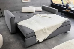 Riess-Ambiente 2-Sitzer Sofa|Retro Möbel > Ausziehbares Schlafsofa SMART 180cm grau Cord 2-Sitzer Couch mit Nosagfederung
