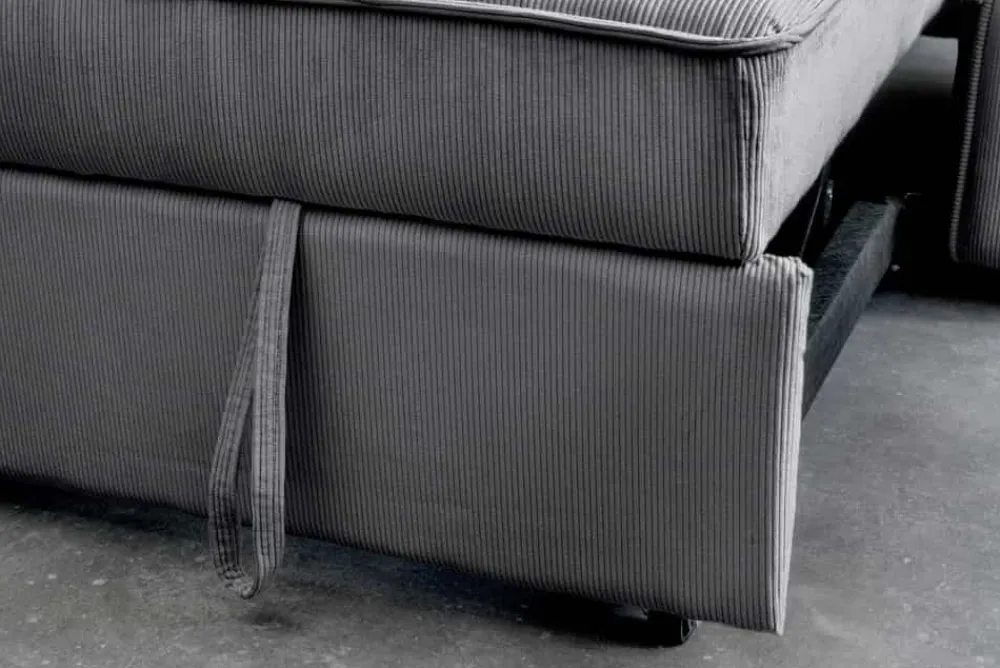Riess-Ambiente 2-Sitzer Sofa|Retro Möbel > Ausziehbares Schlafsofa SMART 180cm grau Cord 2-Sitzer Couch mit Nosagfederung