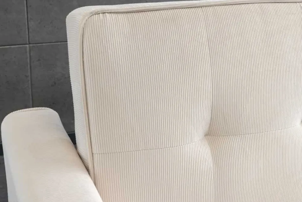 Riess-Ambiente 2-Sitzer Sofa|Retro Möbel > Ausziehbares Schlafsofa SMART 180cm beige Cord 2-Sitzer Couch mit Nosagfederung