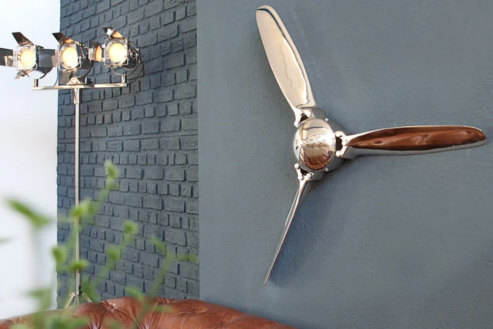 Riess-Ambiente Wanddekoration|Industrial Loft > Authentische Wanddekoration SCREW III 90cm silber Flugzeug Propeller