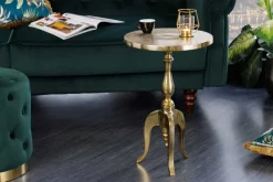 Riess-Ambiente Beistelltische|Goldene Möbel > Barock Beistelltisch SAVOY 55cm gold Metall Dreibein rund Vintage