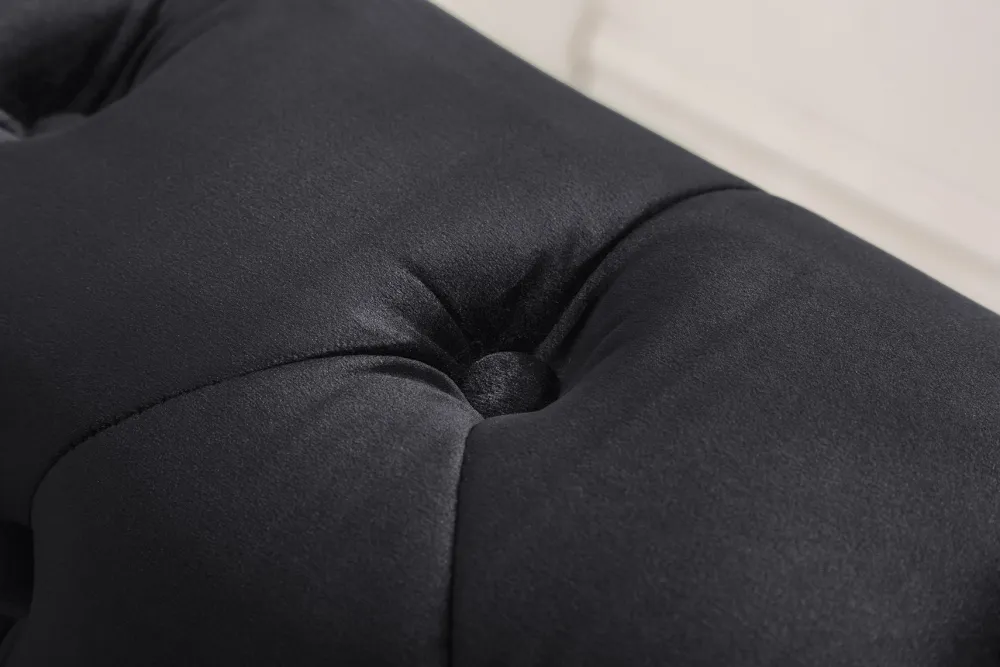 Riess-Ambiente Samt Möbel|3-Sitzer Sofa > Barock Sofa CHESTERFIELD 205cm schwarz Samt Federkern Knopfheftung 3-Sitzer Couch