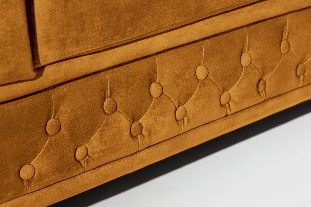 Riess-Ambiente Samt Möbel|3-Sitzer Sofa > Barock Sofa CHESTERFIELD 205cm senfgelb Samt Federkern Knopfheftung 3-Sitzer Couch