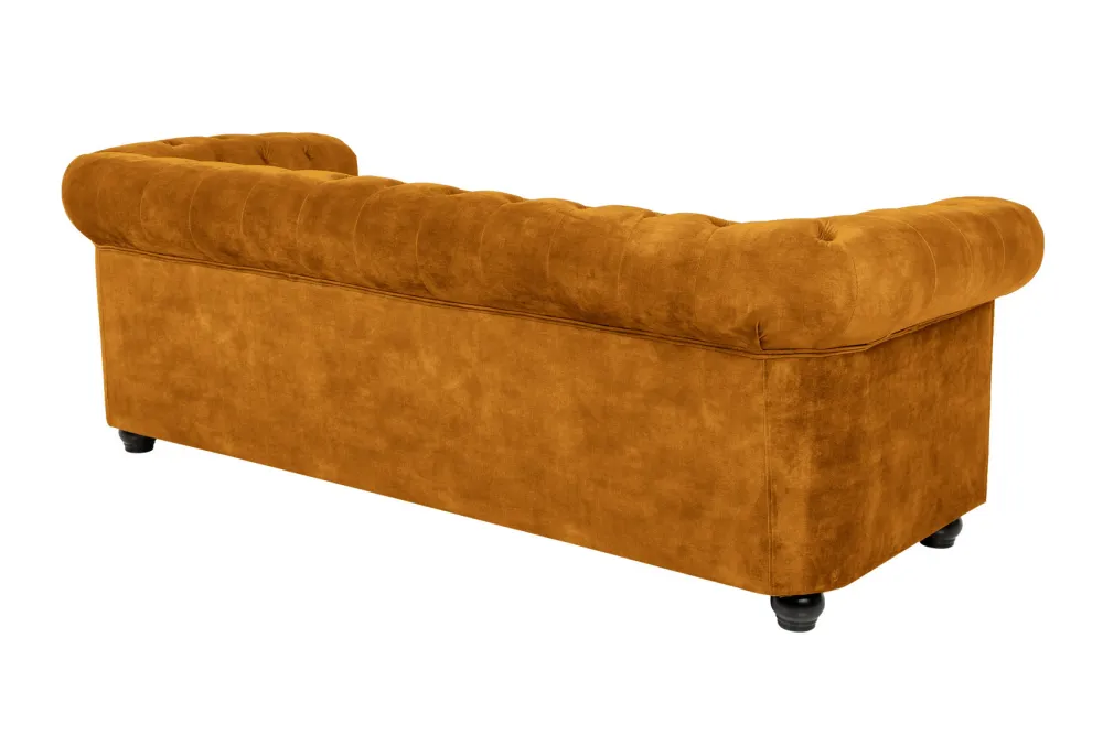 Riess-Ambiente Samt Möbel|3-Sitzer Sofa > Barock Sofa CHESTERFIELD 205cm senfgelb Samt Federkern Knopfheftung 3-Sitzer Couch