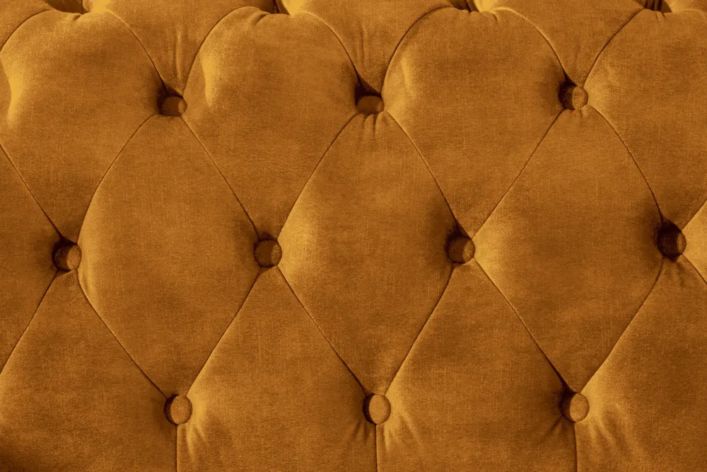 Riess-Ambiente Samt Möbel|3-Sitzer Sofa > Barock Sofa CHESTERFIELD 205cm senfgelb Samt Federkern Knopfheftung 3-Sitzer Couch
