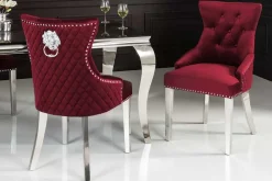 Riess-Ambiente Stühle|Samt Möbel > Barock Stuhl CASTLE DELUXE rot Samt Löwenkopf Chesterfield Design Esszimmerstuhl Nieten