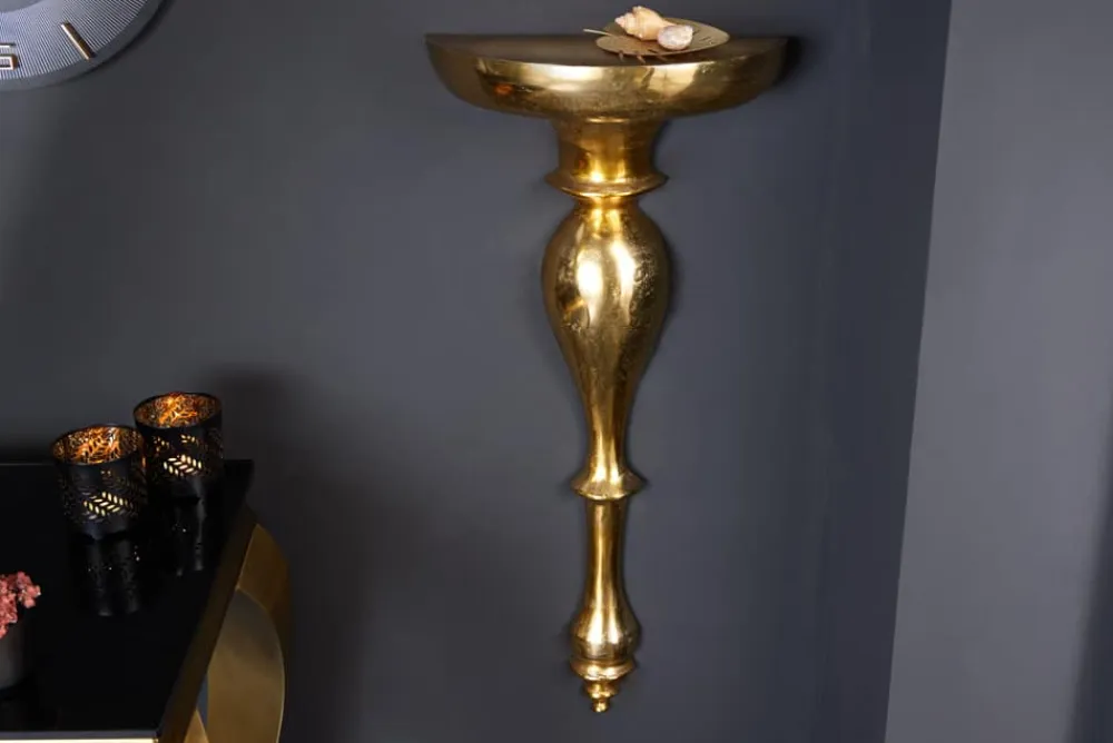 Riess-Ambiente Goldene Möbel|Wanddekoration > Barock Wandkonsole SCALA 80cm gold Metall Wandregal handmade Wanddekoration