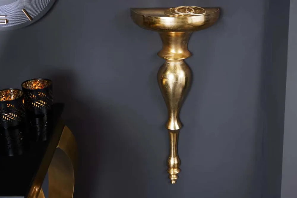 Riess-Ambiente Goldene Möbel|Wanddekoration > Barock Wandkonsole SCALA 60cm gold Metall Wandregal handmade Wanddekoration