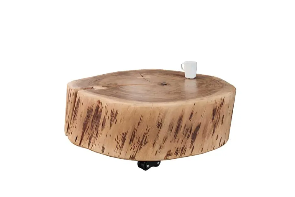 Riess-Ambiente Mehr...|Couchtische > Baumstamm Couchtisch GOA 60cm natur Akazie Massivholz rund mit Rollen Unikat