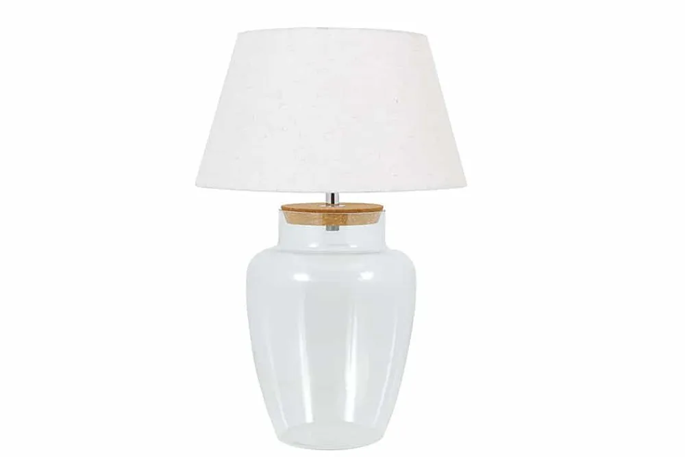Riess-Ambiente Tischlampen > Befüllbare Tischlampe CLASSICO 75cm weiß transparent Glas mit Leinenschirm
