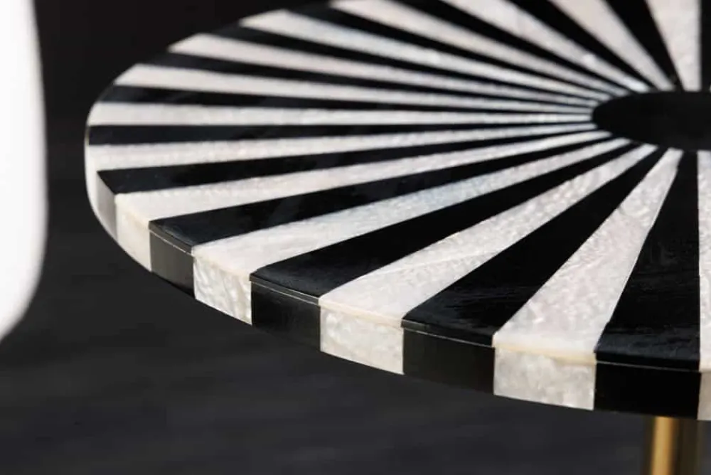 Riess-Ambiente Beistelltische > Beistelltisch HARMONY NATURE 55cm schwarz weiß Mosaik rund Kunsthandwerk