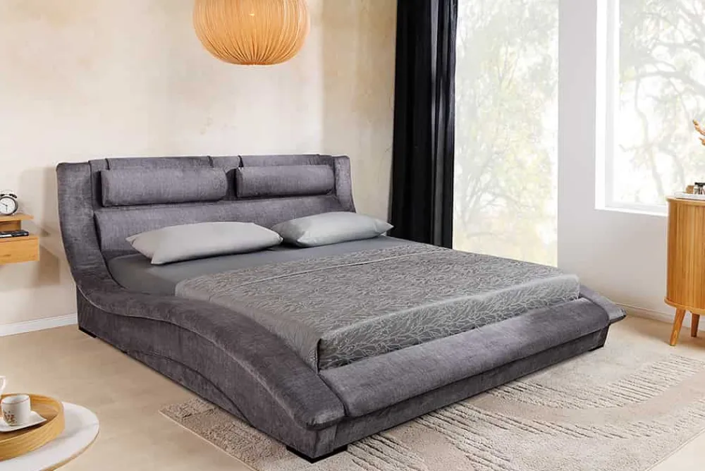 Riess-Ambiente Polsterbetten|Samt Möbel > Bett SWING 180x200cm grau Vogue Seiden Samtstoff