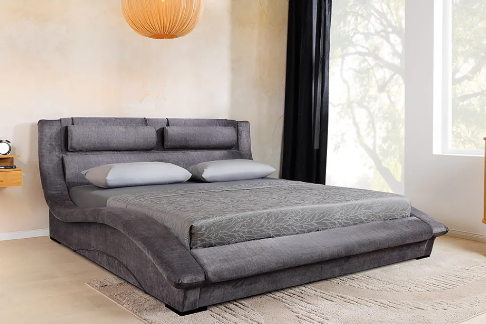 Riess-Ambiente Polsterbetten|Samt Möbel > Bett SWING 180x200cm grau Vogue Seiden Samtstoff