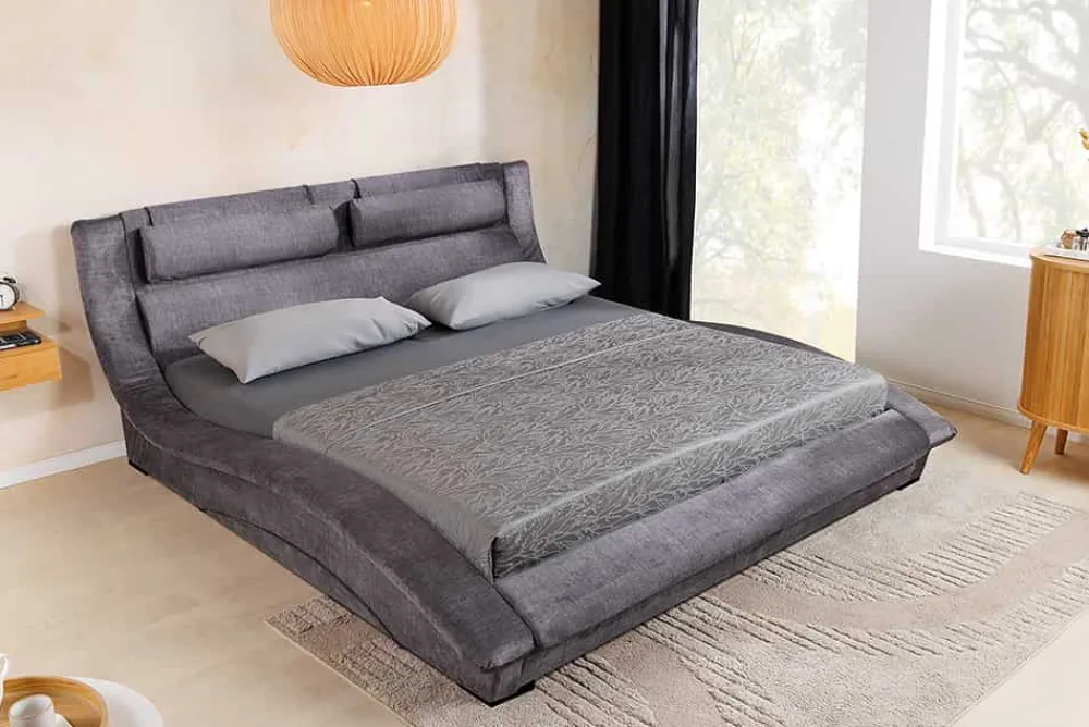 Riess-Ambiente Polsterbetten|Samt Möbel > Bett SWING 180x200cm grau Vogue Seiden Samtstoff