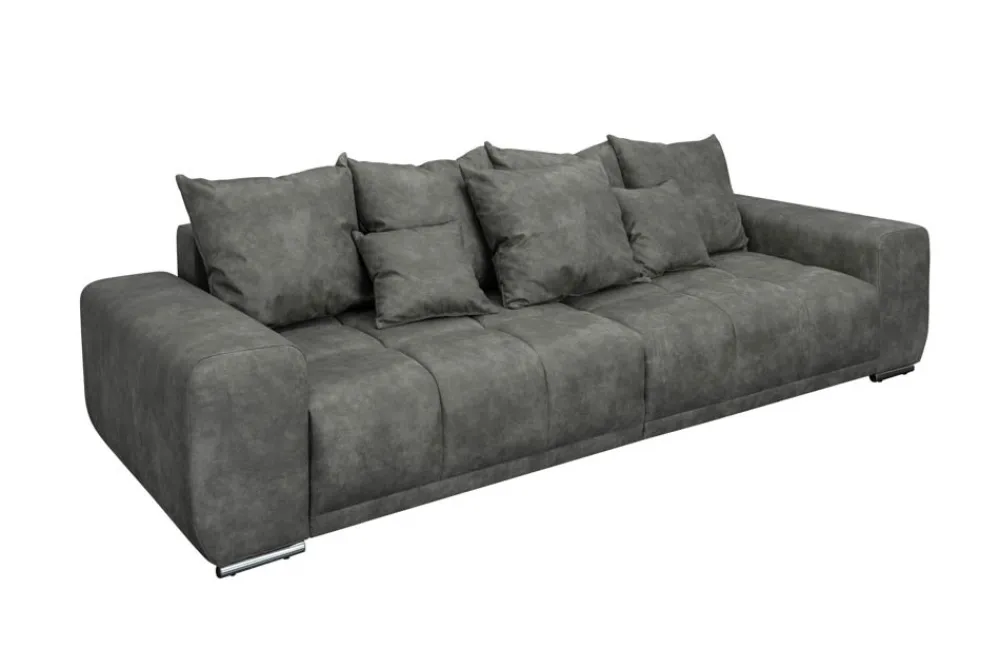 Riess-Ambiente Xxl Sofa > Big Sofa ELEGANCIA 285cm grau Microfaser XXL Couch inkl. Kissen Federkern
