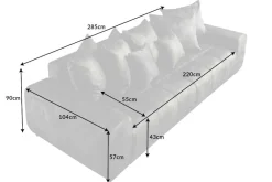 Riess-Ambiente Xxl Sofa|3-Sitzer Sofa > Big Sofa ELEGANCIA 285cm moosgrün Microfaser XXL Couch inkl. Kissen Federkern