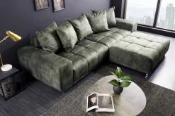 Riess-Ambiente Xxl Sofa|3-Sitzer Sofa > Big Sofa ELEGANCIA 285cm moosgrün Microfaser XXL Couch inkl. Kissen Federkern