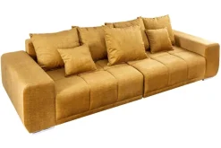 Riess-Ambiente Xxl Sofa|Samt Möbel > Big Sofa ELEGANCIA 285cm senfgelb Vogue Velours Samt XXL Couch inkl. Kissen Federkern