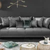 Riess-Ambiente Xxl Sofa|Samt Möbel > Big Sofa ELEGANCIA 285cm silbergrau Samt XXL Couch inkl. Kissen Federkern