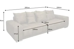 Riess-Ambiente Xxl Sofa > Big Sofa ELEGANCIA 285cm taupe Microfaser XXL Couch inkl. Kissen Federkern