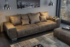 Riess-Ambiente Xxl Sofa > Big Sofa ELEGANCIA 285cm taupe Microfaser XXL Couch inkl. Kissen Federkern