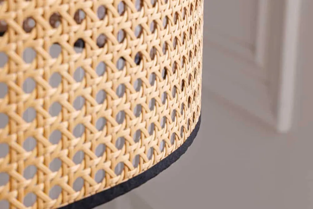 Riess-Ambiente Goldene Möbel|Skandinavisch > Boho Stehlampe VIENNA 142cm natur schwarz Wiener Geflecht Metall Dreifuß Stehleuchte