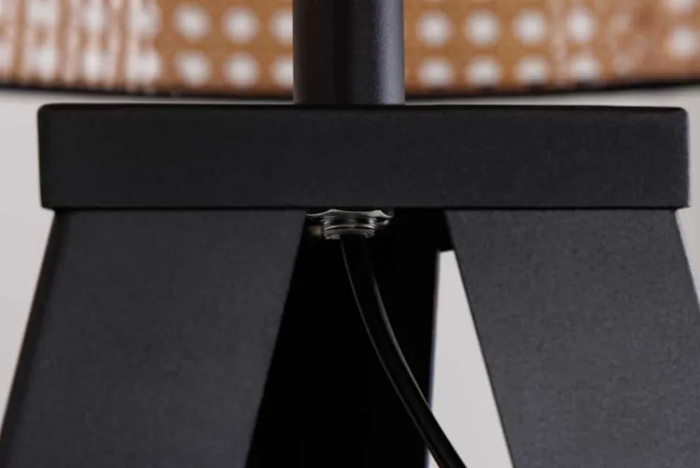 Riess-Ambiente Goldene Möbel|Skandinavisch > Boho Stehlampe VIENNA 142cm natur schwarz Wiener Geflecht Metall Dreifuß Stehleuchte