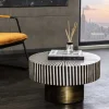 Riess-Ambiente Couchtische & Truhen > Bone Inlay Couchtisch HARMONY NATURE 60cm rund schwarz weiß gold Intarsien Kunsthandwerk