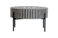 Riess-Ambiente Couchtische & Truhen > Bone Inlay Couchtisch HARMONY NATURE 65cm schwarz weiß Intarsien Kunsthandwerk