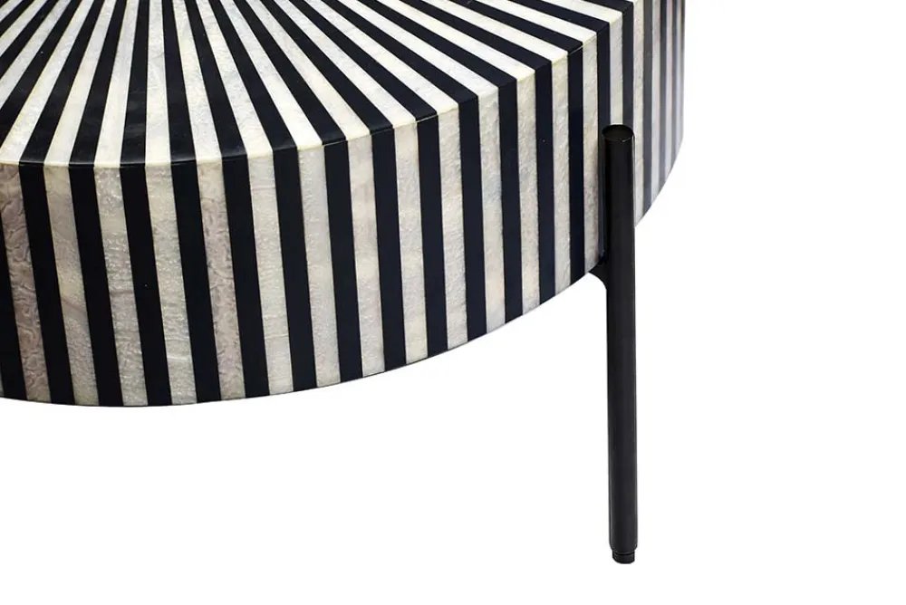 Riess-Ambiente Couchtische & Truhen > Bone Inlay Couchtisch HARMONY NATURE 65cm schwarz weiß Intarsien Kunsthandwerk