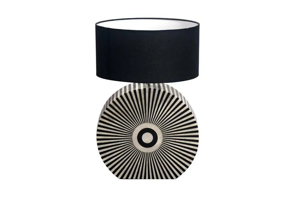 Riess-Ambiente Tischlampen > Bone Inlay Tischlampe HARMONY NATURE 65cm schwarz weiß Intarsien Kunsthandwerk