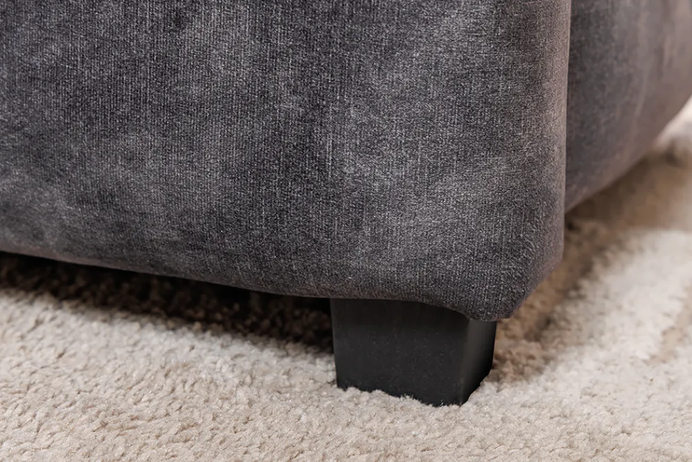 Riess-Ambiente Boxbetten|Samt Möbel > Boxbett PARIS 180x200cm grau Samt mit Stauraum und Lattenrost
