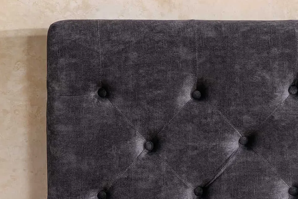 Riess-Ambiente Boxbetten|Samt Möbel > Boxbett PARIS 180x200cm grau Samt mit Stauraum und Lattenrost