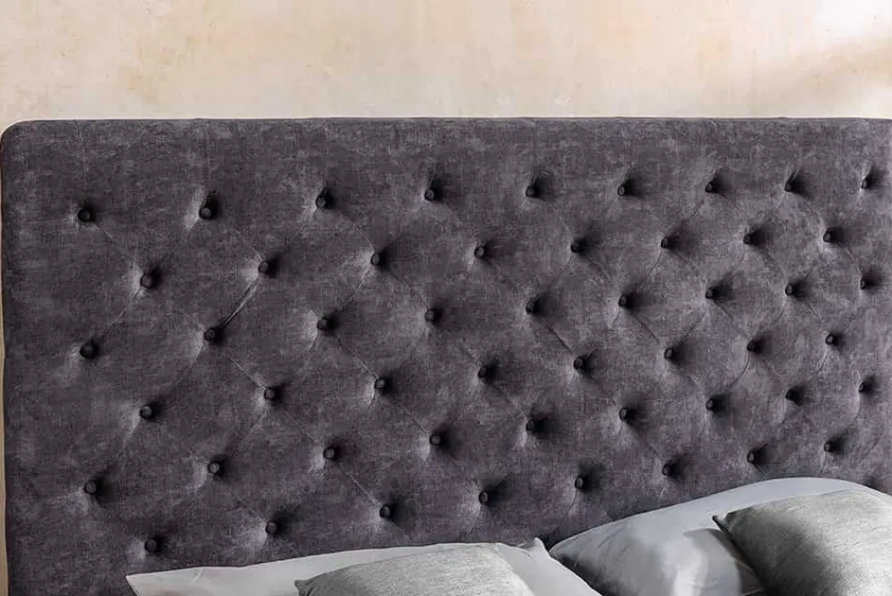 Riess-Ambiente Boxbetten|Samt Möbel > Boxbett PARIS 180x200cm grau Samt mit Stauraum und Lattenrost