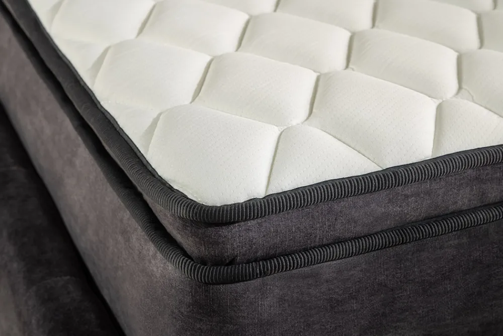 Riess-Ambiente Boxbetten|Samt Möbel > Boxbett PARIS 180x200cm grau Samt mit Stauraum inkl. Matratze und Topper