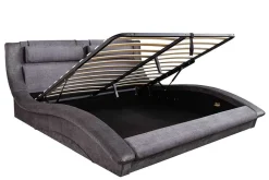 Riess-Ambiente Polsterbetten|Samt Möbel > Boxbett SWING 180x200cm grau Vogue Seiden Samtstoff inkl. Stauraum und Lattenrost